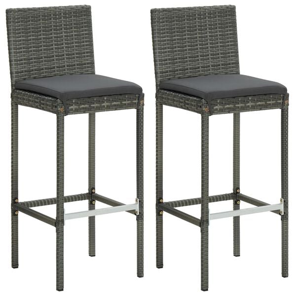 vidaXL 3 Piece Garden Bar Set with Cushions Grey