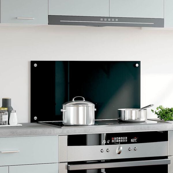 vidaXL Kitchen Backsplash Black 80 x 40 cm Tempered Glass