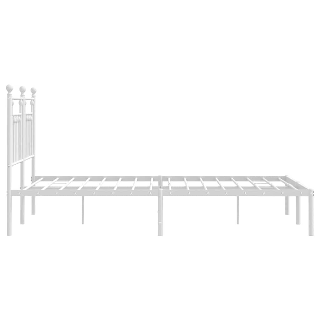 vidaXL Metal Bed Frame without Mattress with Headboard White 150x200cm