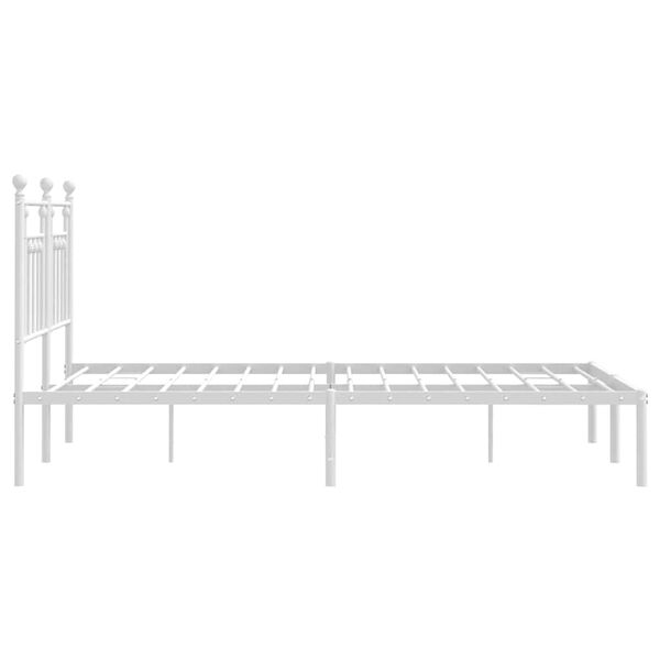 vidaXL Metal Bed Frame without Mattress with Headboard White 150x200cm