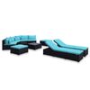 vidaXL 9 Piece Garden Lounge Set with Cushions Poly Rattan Blue