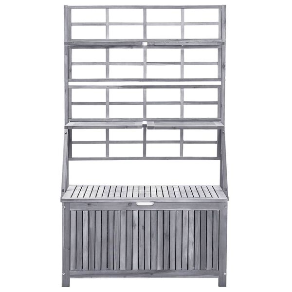 vidaXL Storage Box with Trellis Grey 99x55x160 cm Solid Acacia Wood
