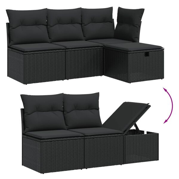 vidaXL 6 Piece Garden Sofa Set with Cushions Brown Poly Rattan