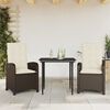 vidaXL 5 Piece Garden Dining Set with Cushions Brown Poly Rattan