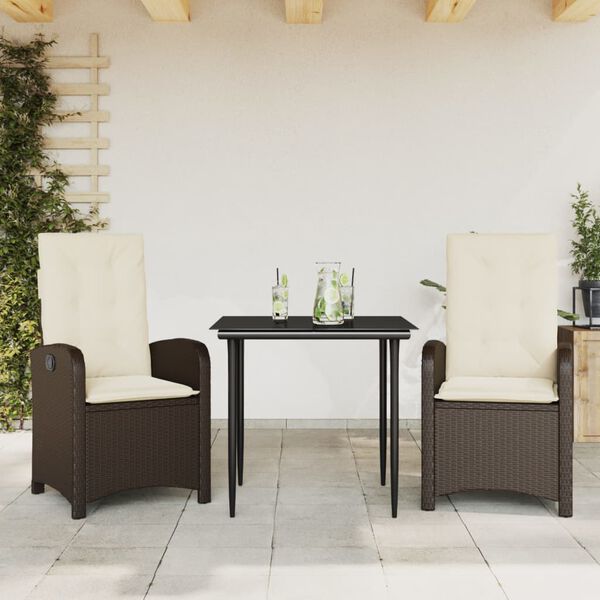 vidaXL 5 Piece Garden Dining Set with Cushions Brown Poly Rattan