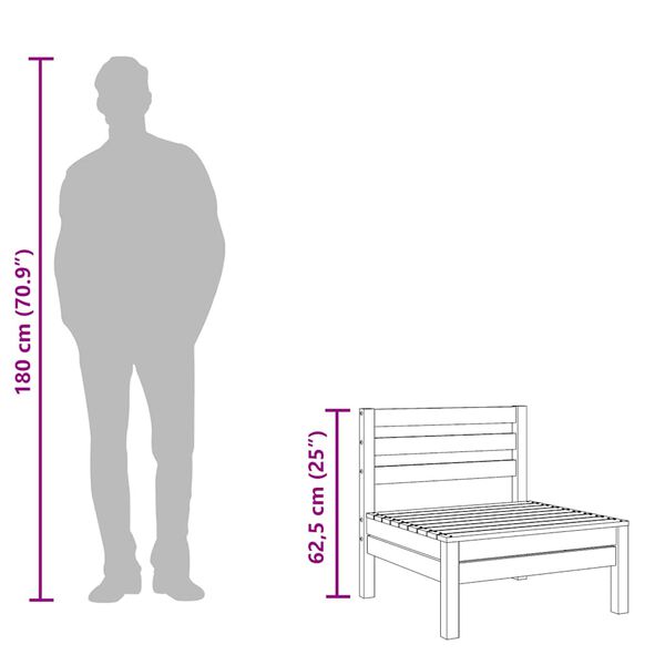 vidaXL Garden Middle Sofa White Solid Wood Pine