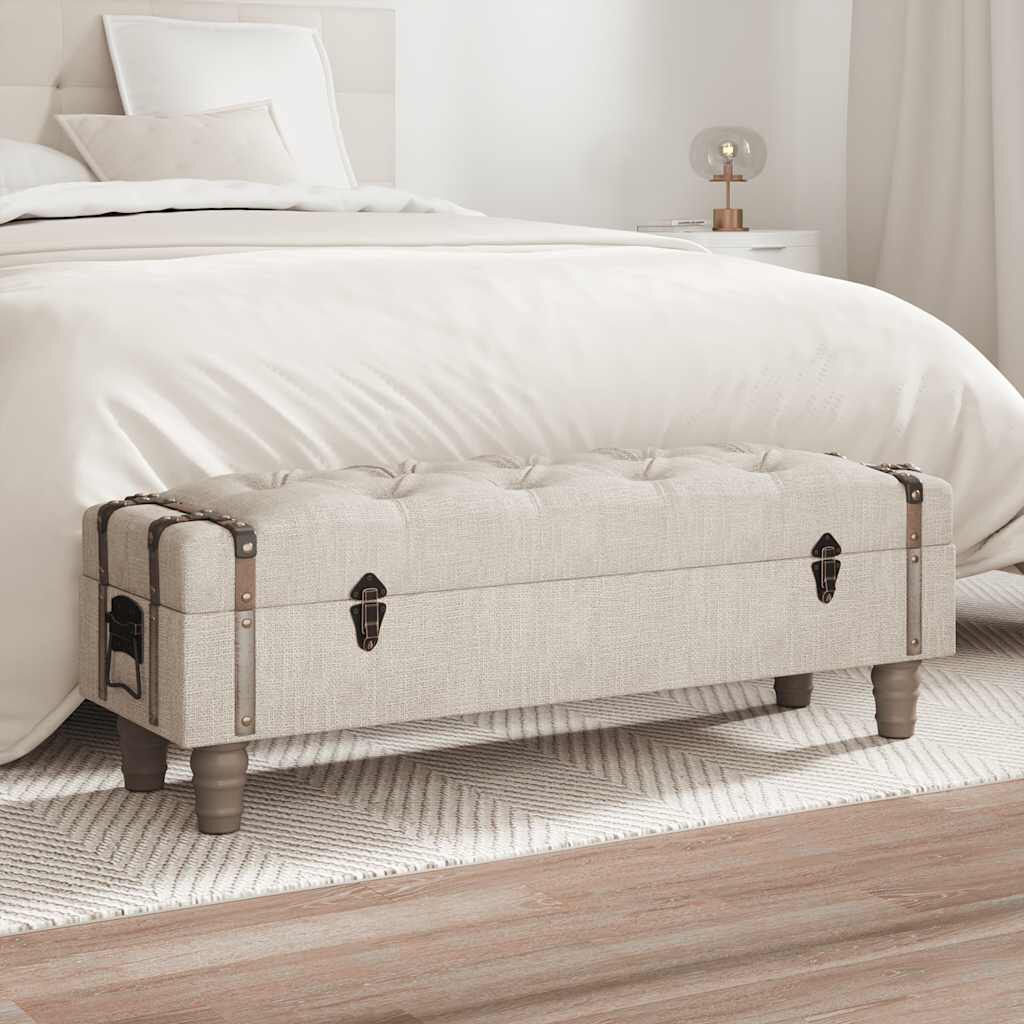 vidaXL Storage Bench 111 cm Cream Solid Wood Fir&Fabric