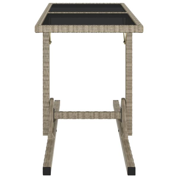 vidaXL Garden Table Beige 110x53x72 cm Glass and Poly Rattan