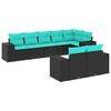 vidaXL 8 Piece Garden Sofa Set with Cushions Black Poly Rattan