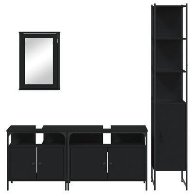 vidaXL 4 Piece Bathroom Furniture Set Black Engineered Wood