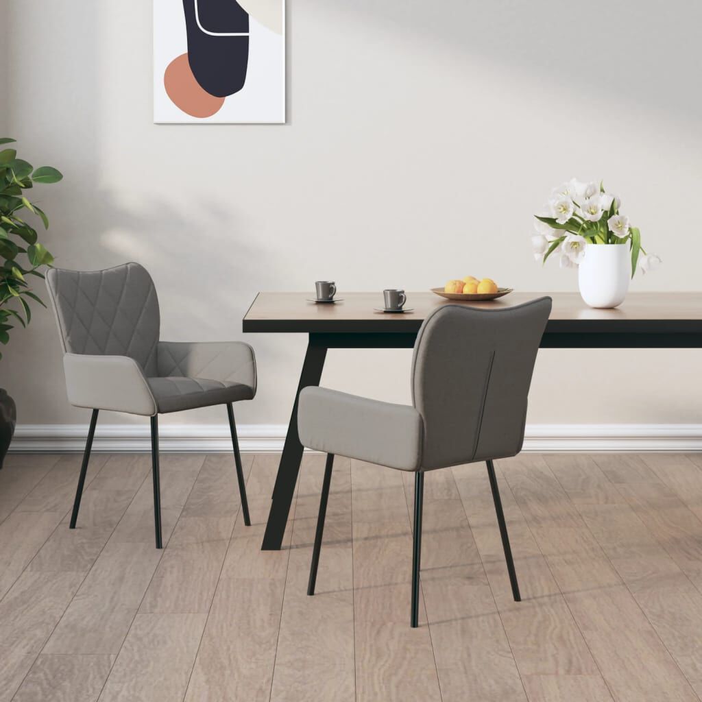 vidaXL Dining Chairs 2 pcs Light Grey Fabric