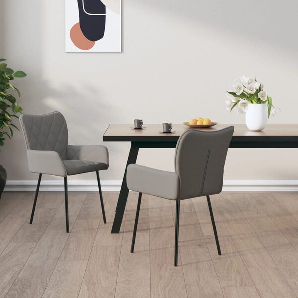 vidaXL Dining Chairs 2 pcs Light Grey Fabric