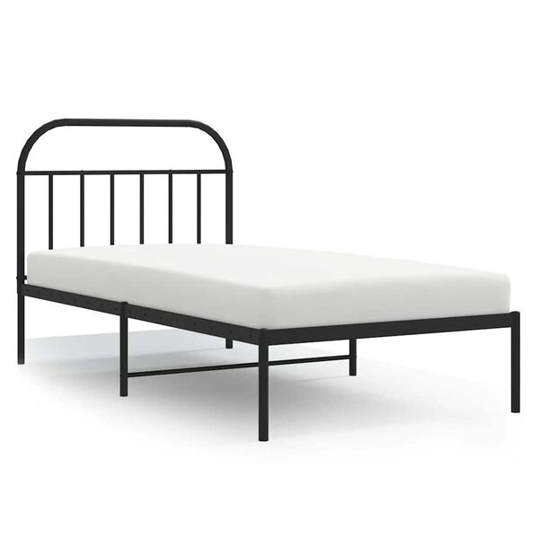 vidaXL Metal Bed Frame without Mattress with Headboard Black 100x190cm