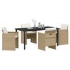 vidaXL Garden Dining Set with Cushion 5 pcs Beige Poly Rattan