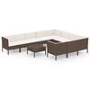 vidaXL 11 Piece Garden Lounge Set with Cushions Poly Rattan Brown