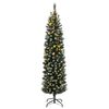 vidaXL Artificial Slim Christmas Tree 300 LEDs 210 cm