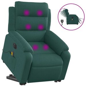 vidaXL Electric Stand up Massage Recliner Chair Dark Green Fabric