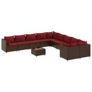 vidaXL 10 Piece Garden Sofa Set with Cushions Brown Poly Rattan