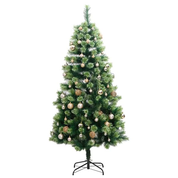 vidaXL Artificial Hinged Christmas Tree 150 LEDs & Ball Set 150 cm