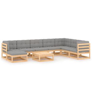 vidaXL 9 Piece Garden Lounge Set with Cushions Solid Pinewood