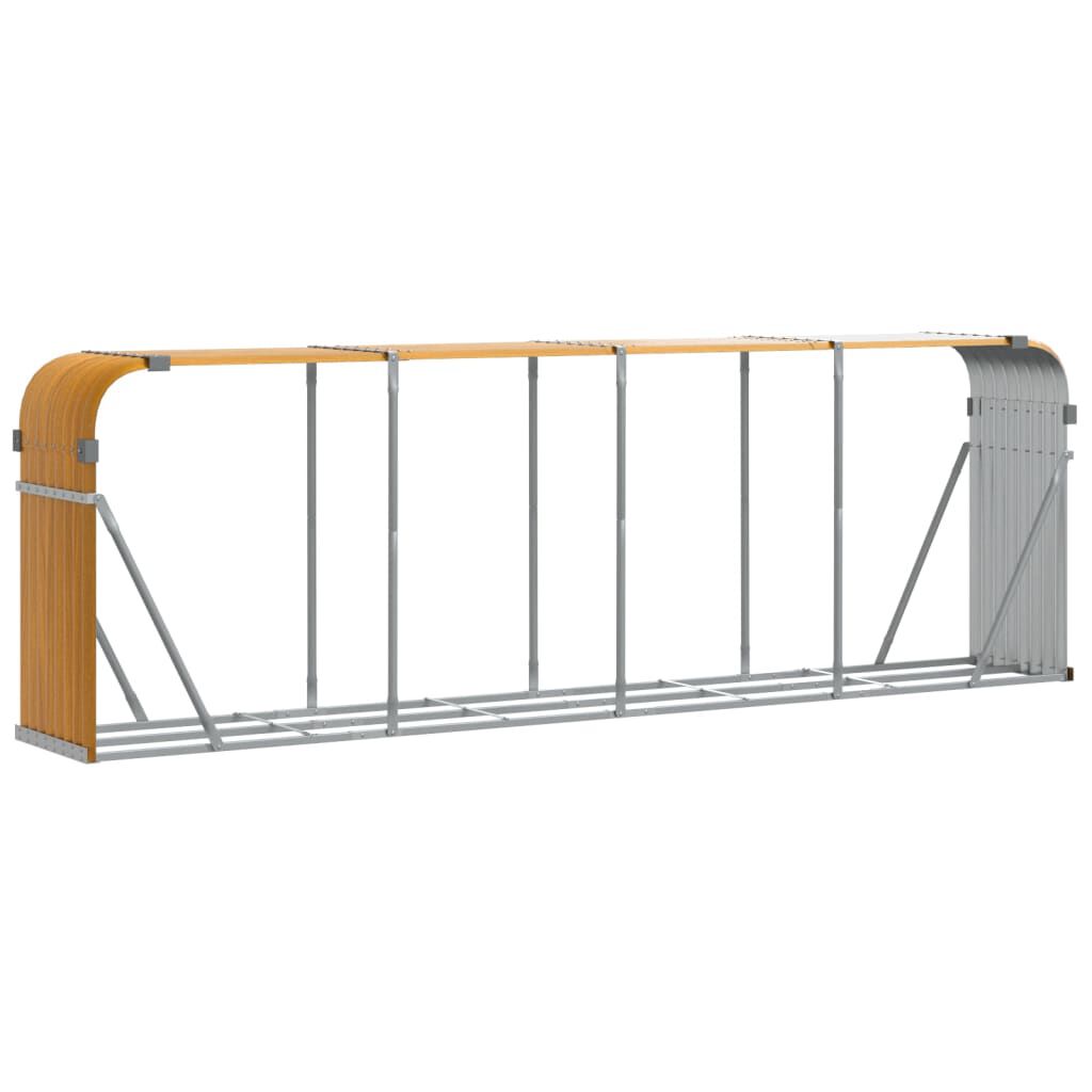 vidaXL Log Holder Light Brown 300x45x100 cm Galvanised Steel