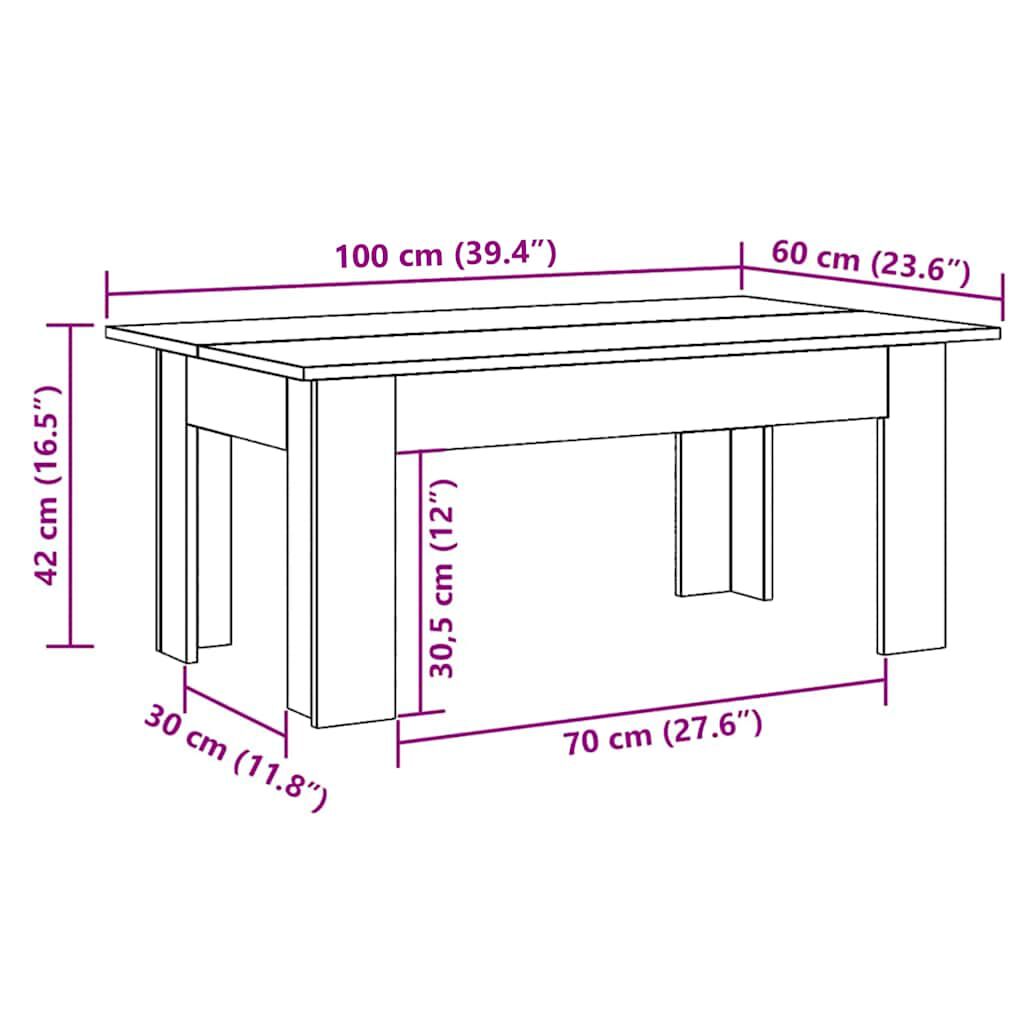 vidaXL Coffee Table High Gloss Grey 100x60x42 cm Engineered Wood