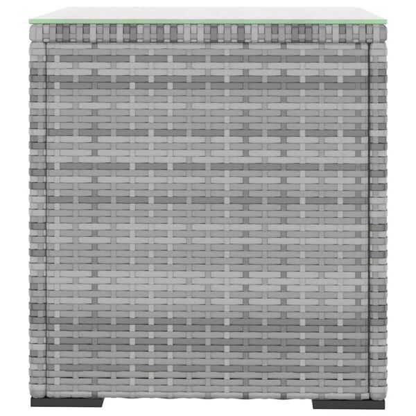 vidaXL Side Table Grey 40x37x40.5 cm Poly Rattan and Tempered Glass