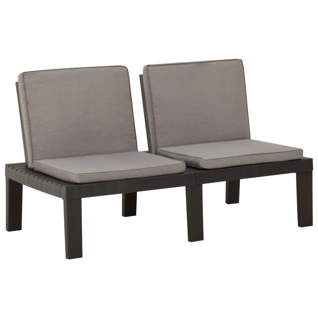 vidaXL 2 Piece Garden Lounge Set with Cushions Plastic Grey