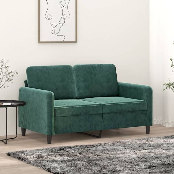 vidaXL 2-Seater Sofa Dark Green 120 cm Velvet