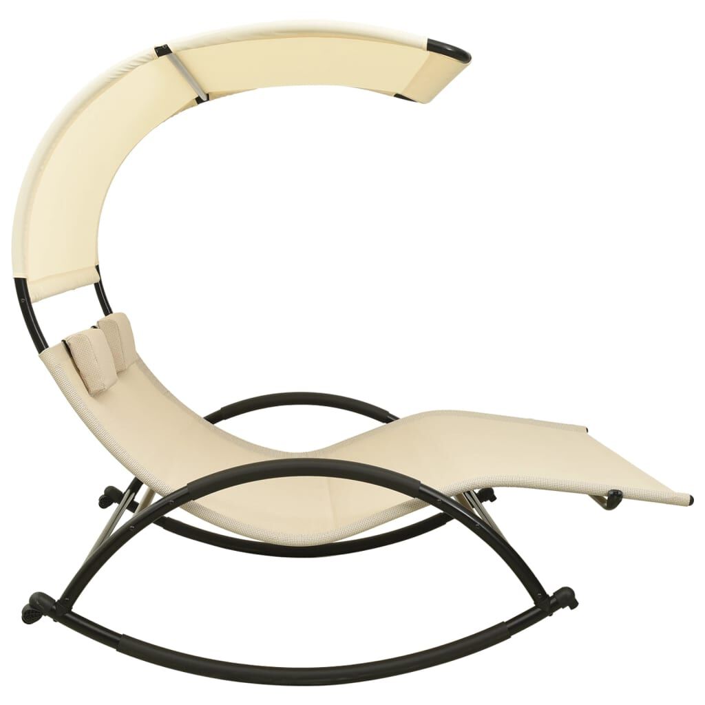 vidaXL Double Sun Lounger with Canopy Textilene Cream
