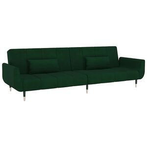 vidaXL 2-Seater Sofa Bed with Two Pillows Dark Green Velvet