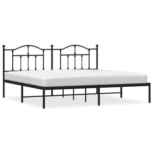 vidaXL Metal Bed Frame without Mattress with Headboard Black 193x203cm