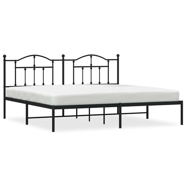 vidaXL Metal Bed Frame without Mattress with Headboard Black 193x203cm