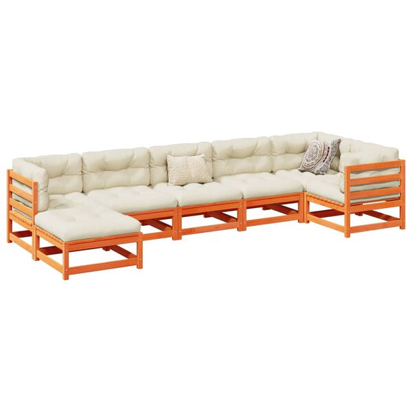 vidaXL 7 Piece Garden Sofa Set Wax Brown Solid Wood Pine
