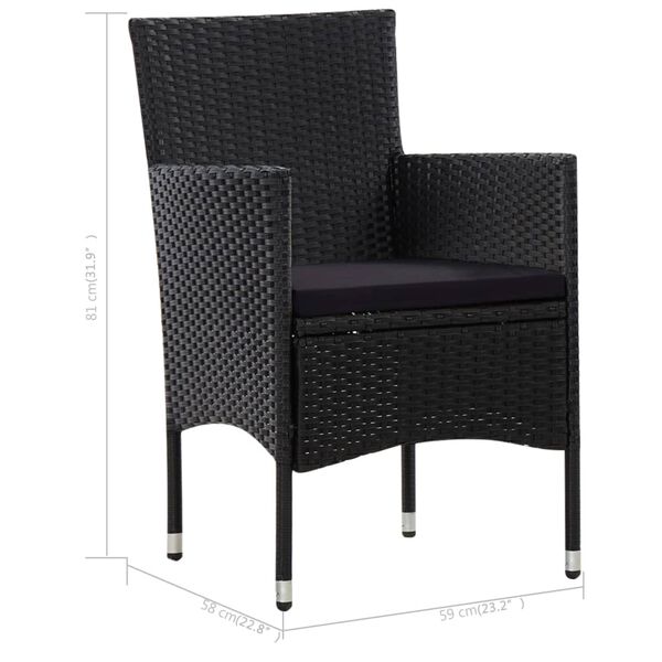 vidaXL 4 Piece Garden Lounge Set with Cushions Poly Rattan Black