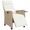 vidaXL Reclining Garden Chair with Side Table Beige Poly Rattan