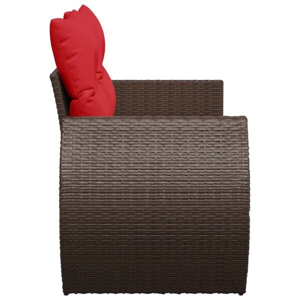vidaXL Garden Sofa with Cushions 2-Seater Brown Poly Rattan