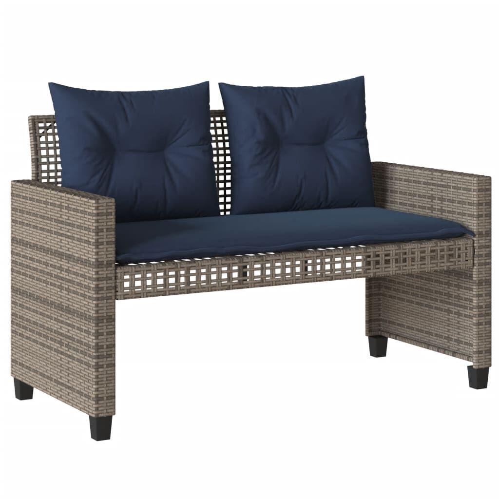 vidaXL 4 Piece Garden Sofa Set with Cushions Grey Poly Rattan Glass