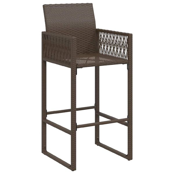 vidaXL Garden Bar Stools 2 pcs Brown Poly Rattan