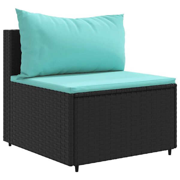 vidaXL 6 Piece Garden Lounge Set with Cushions Black Poly Rattan