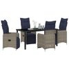 vidaXL Table and Chair Set with Cushion 5 pcs Grey PE Rattan