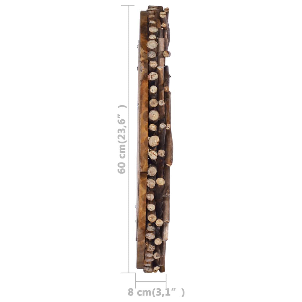vidaXL Wall Mirror 60 cm Teak Round