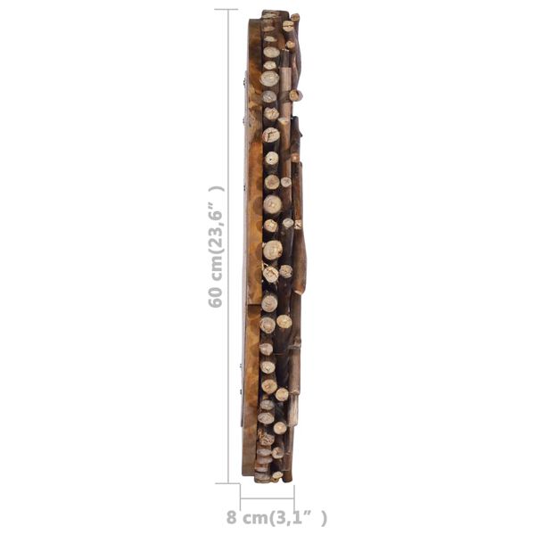 vidaXL Wall Mirror 60 cm Teak Round