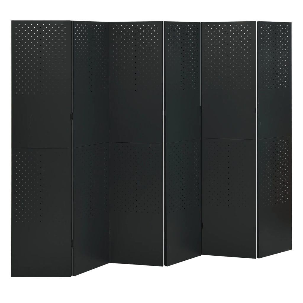 vidaXL 6-Panel Room Dividers 2 pcs Black 240x180 cm Steel