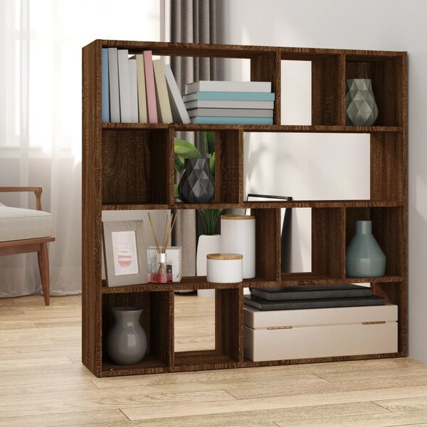 vidaXL Book Cabinet/Room Divider Brown Oak 105x24x102 cm