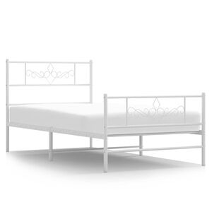 vidaXL Metal Bed Frame without Mattress with Footboard White 100x200cm