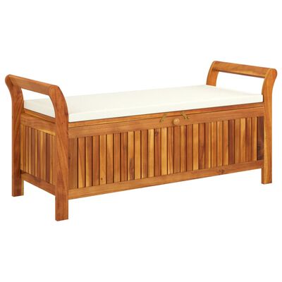 vidaXL Garden Storage Bench with Cushion 126 cm Solid Wood Acacia