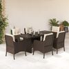 vidaXL 7 Piece Garden Dining Set with Cushions Brown Poly Rattan