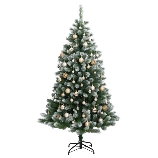 vidaXL Artificial Hinged Christmas Tree 150 LEDs & Ball Set 150 cm