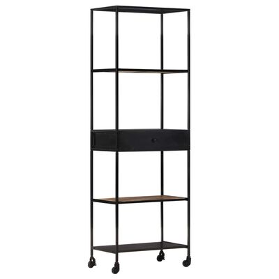 vidaXL Book Cabinet 60x35x180 cm Rough Mango Wood & Iron